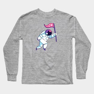 Astronaut Walking with a Flag Long Sleeve T-Shirt